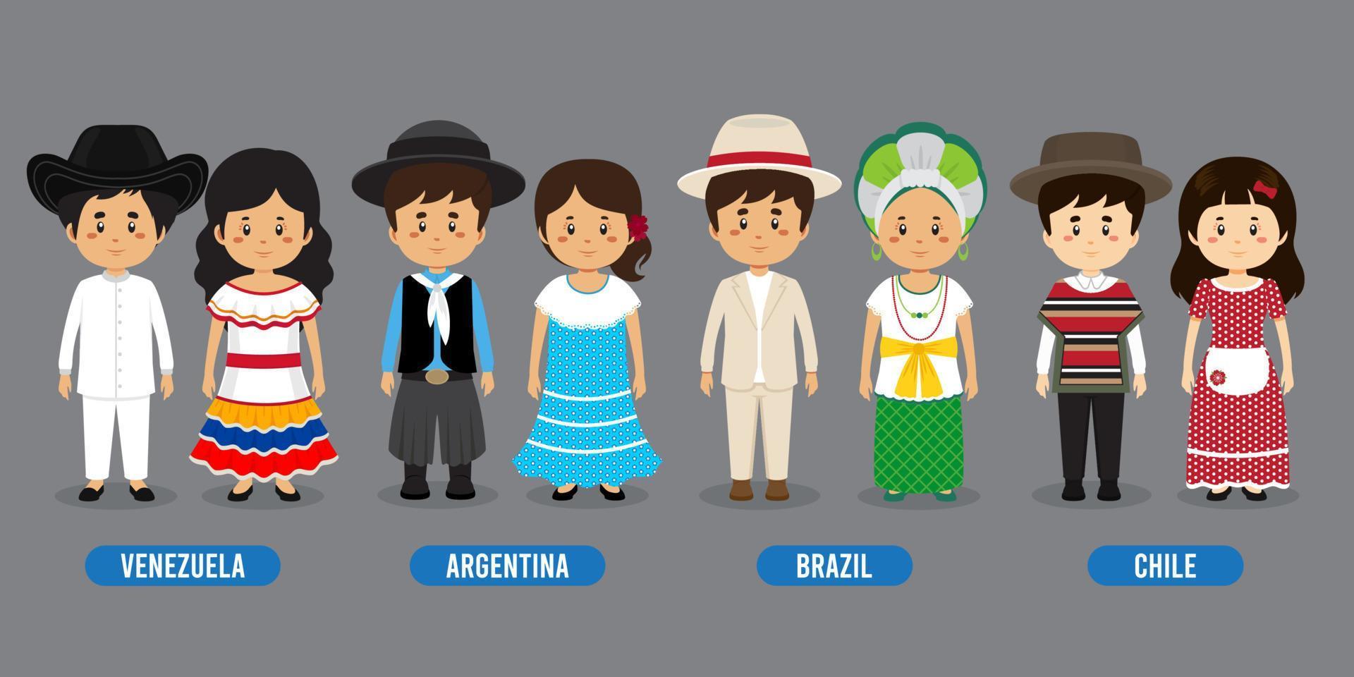 Character in Different National Costumes vector