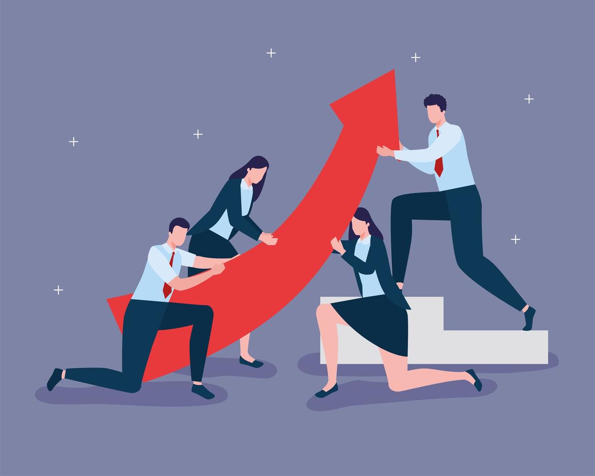 businesspeople holding arrow up vector