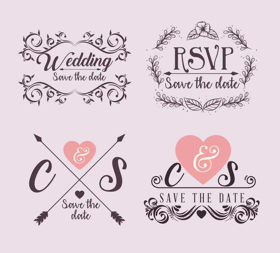 wedding invitation frames vector