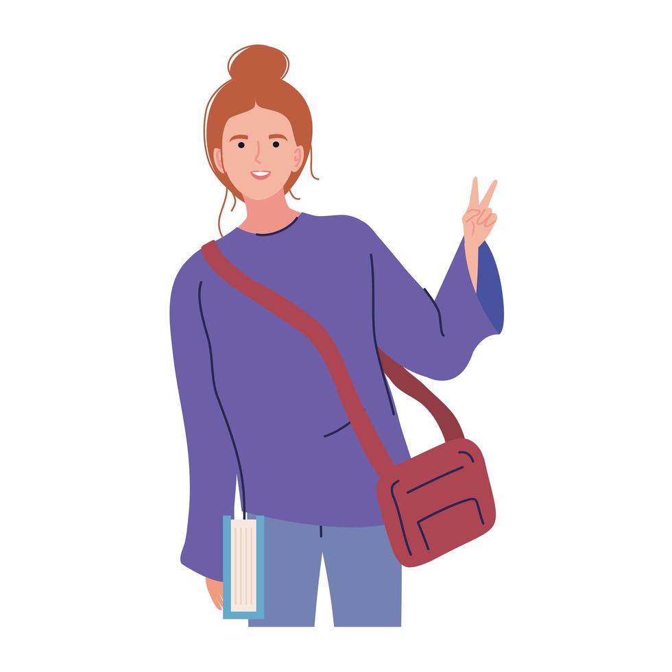 young woman with bag vector