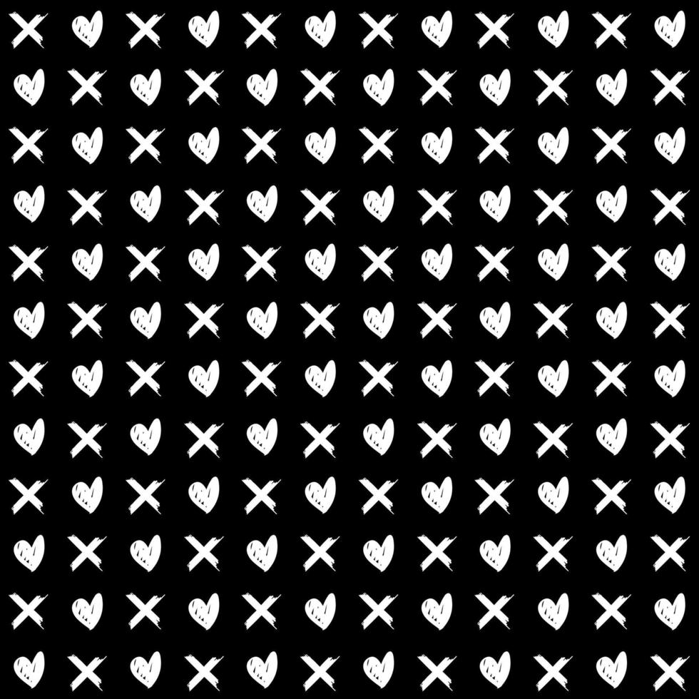 memphis style simple vector xo pattern, grunge texture with symbols of zero and cross.