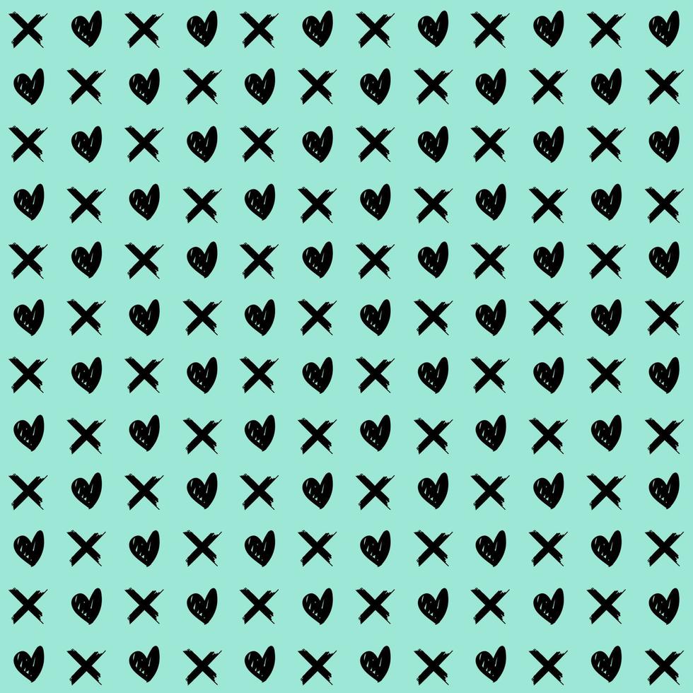 memphis style simple vector xo pattern, grunge texture with symbols of zero and cross.