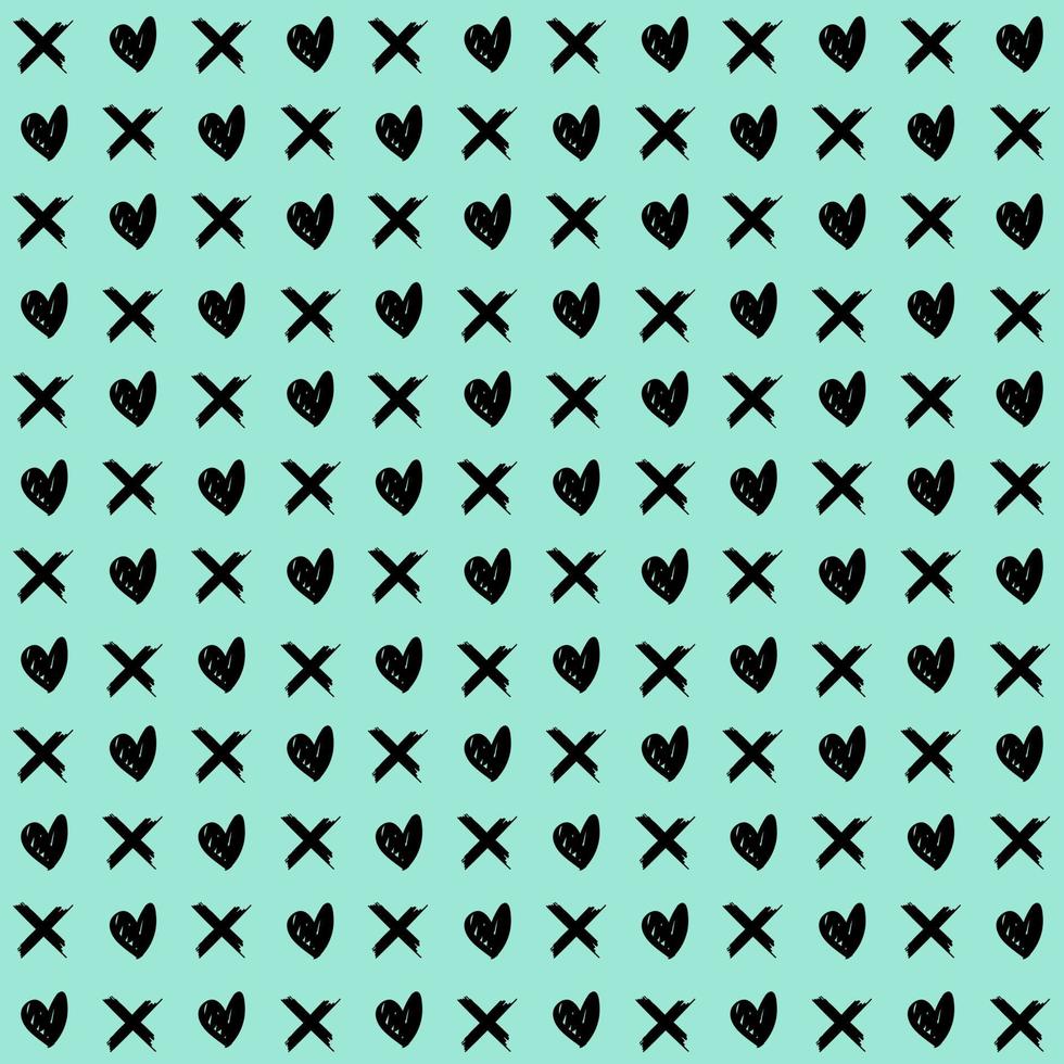 memphis style simple vector xo pattern, grunge texture with symbols of zero and cross.