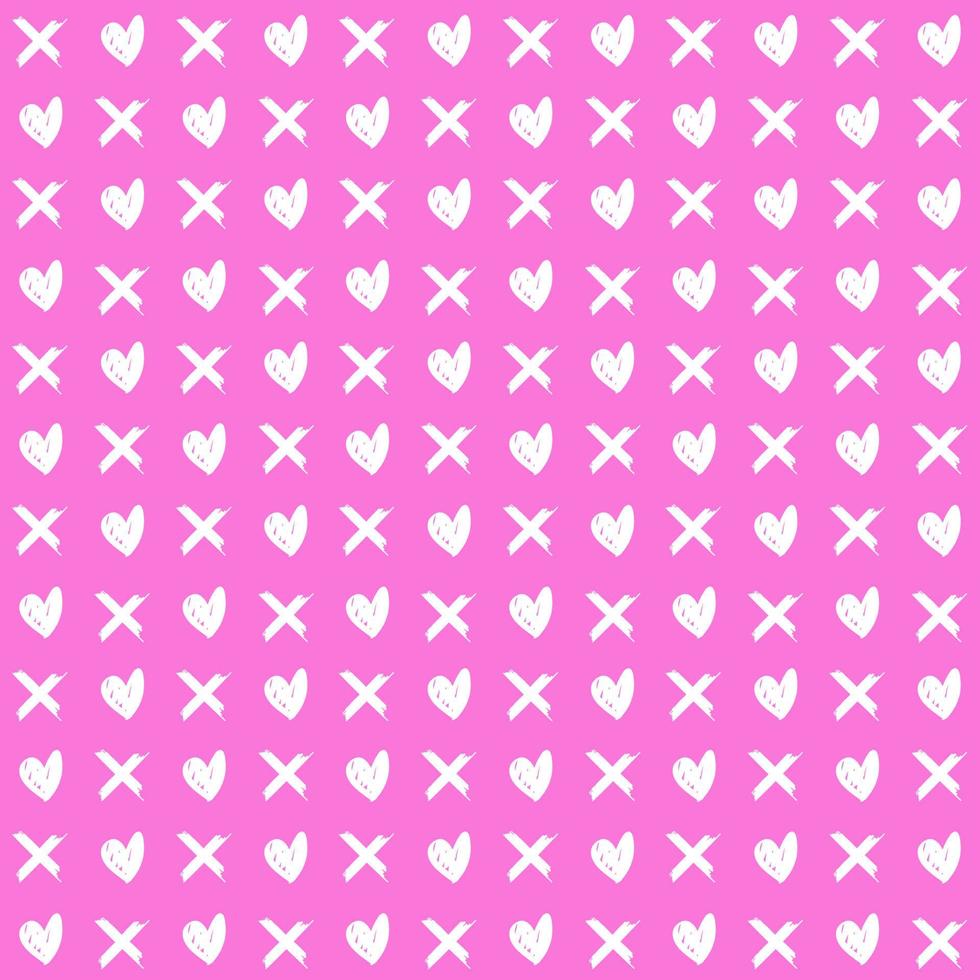 memphis style simple vector xo pattern, grunge texture with symbols of zero and cross.