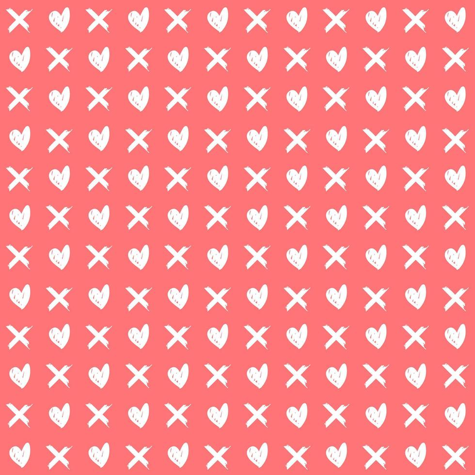 memphis style simple vector xo pattern, grunge texture with symbols of zero and cross.