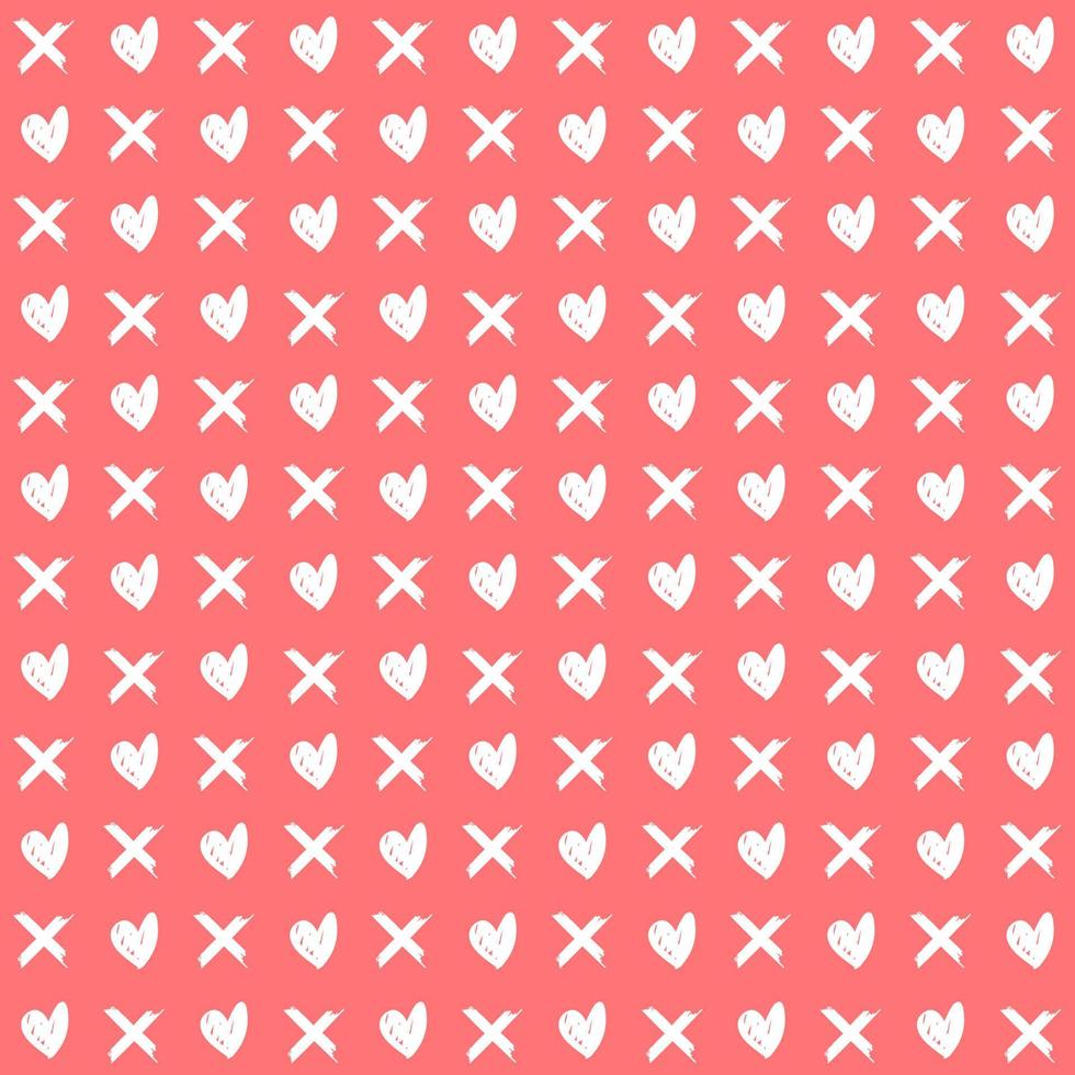 memphis style simple vector xo pattern, grunge texture with symbols of zero and cross.