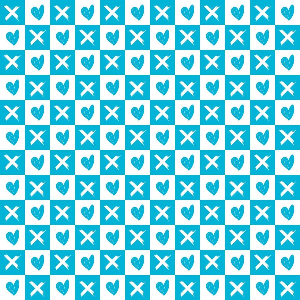 memphis style simple vector xo pattern, grunge texture with symbols of zero and cross.