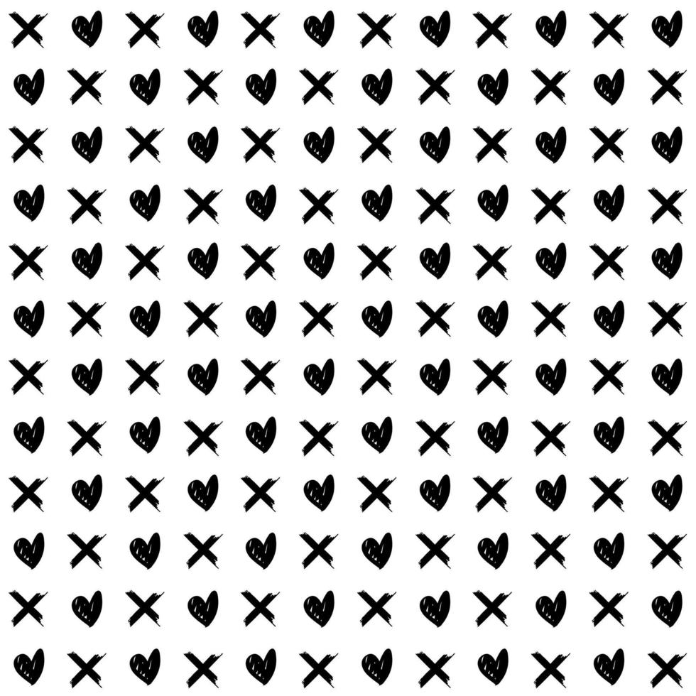 memphis style simple vector xo pattern, grunge texture with symbols of zero and cross.