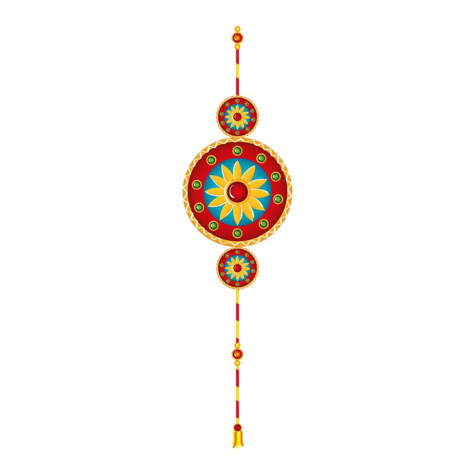 raksha bandhan, bracelet rakhi with flower on white background vector