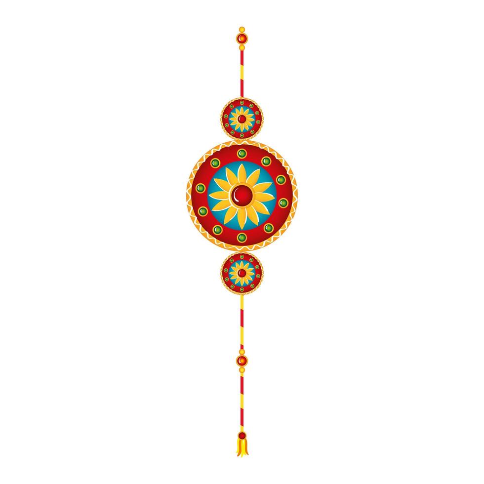 raksha bandhan, pulsera rakhi con flor sobre fondo blanco vector