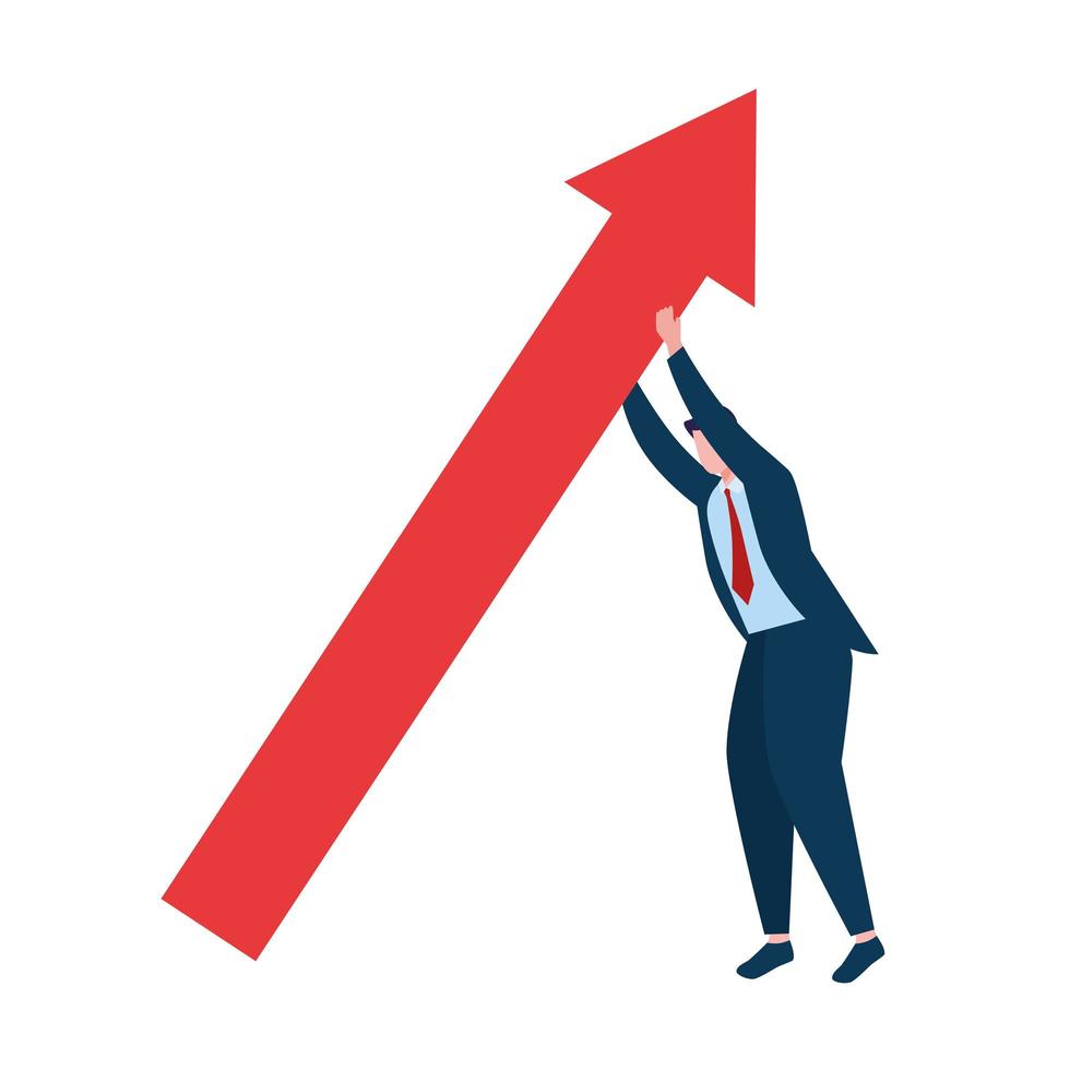 businessman holding arrow up vector