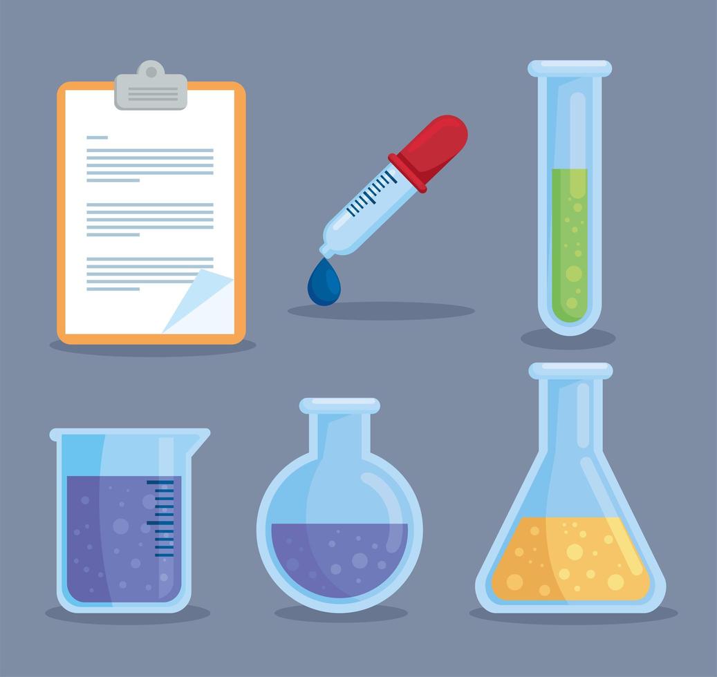 iconos de química de laboratorio vector