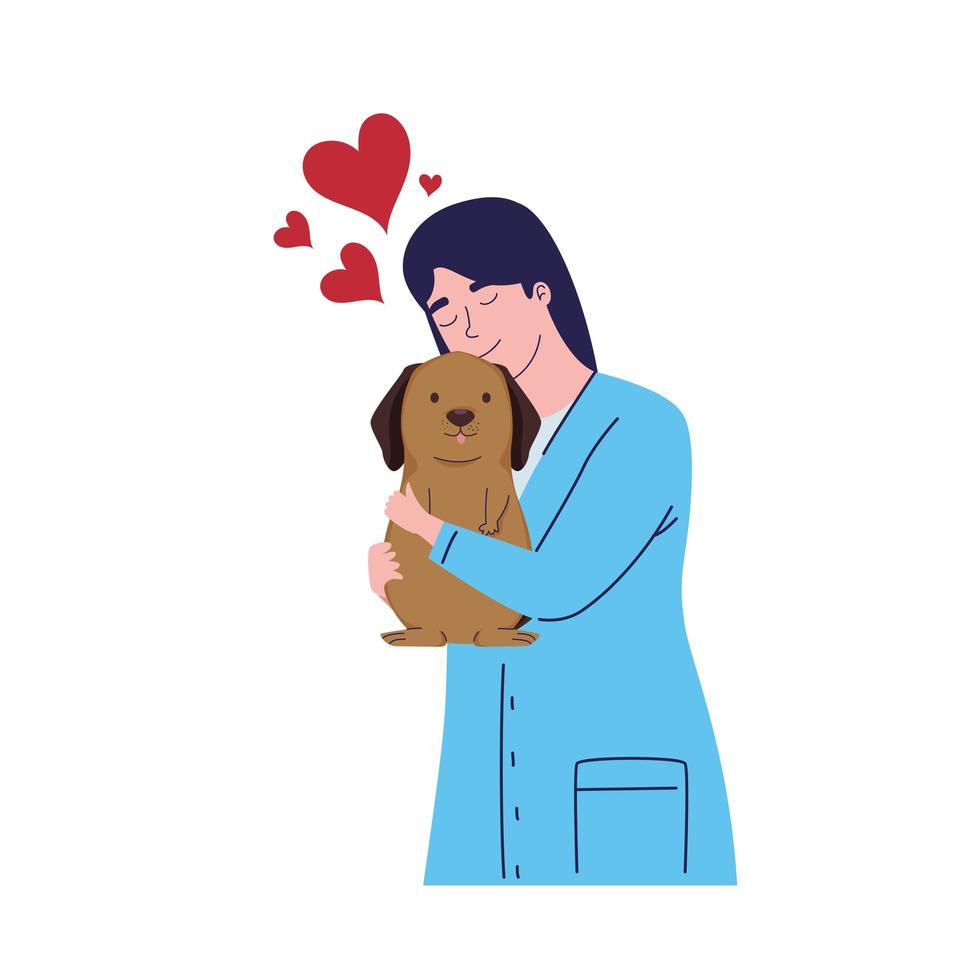 veterinarian carrying dog vector