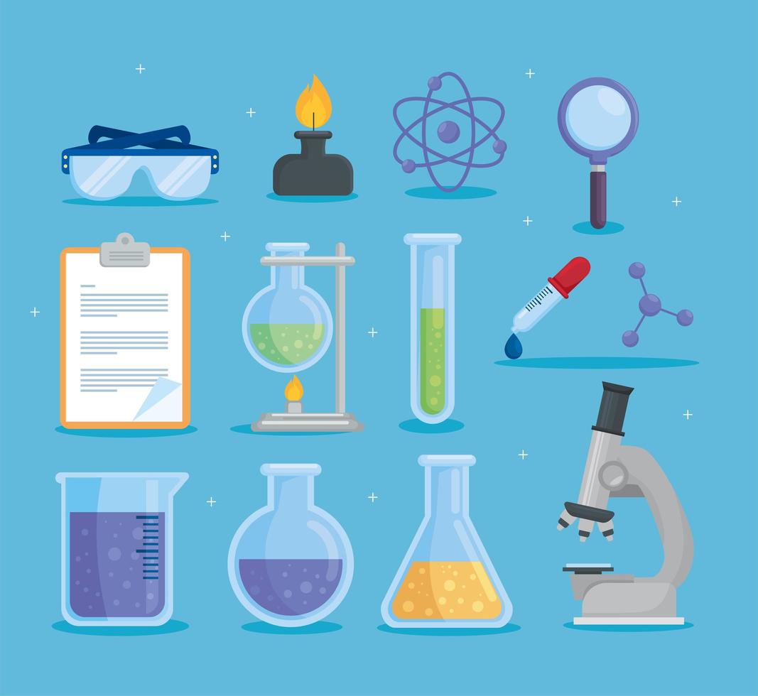 iconos de química de laboratorio vector