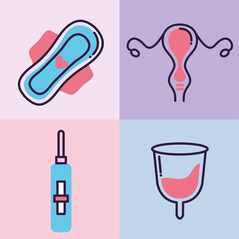 four women health icons vector