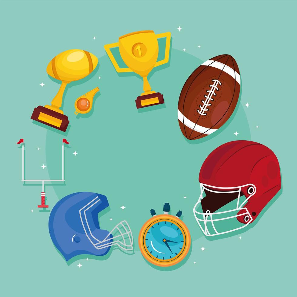 eight american football icons vector