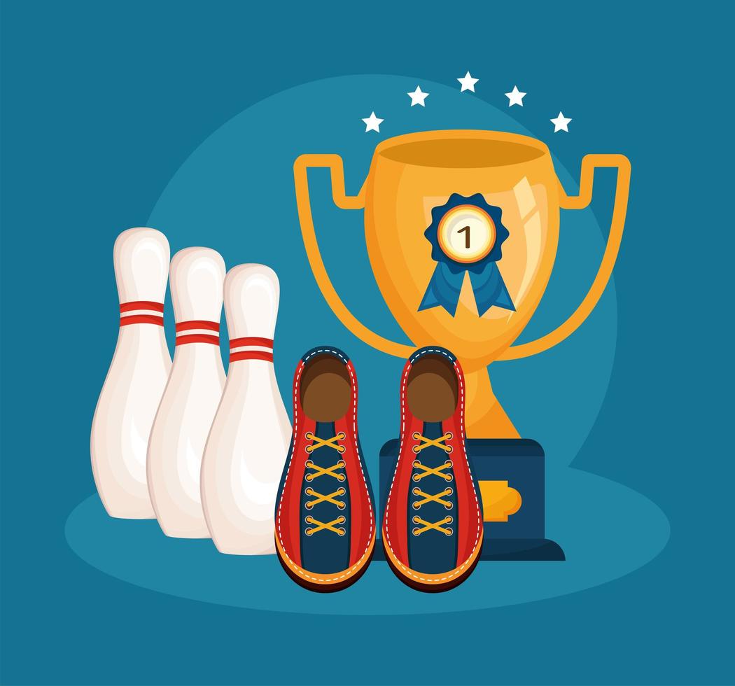 bowling championship three icons vector