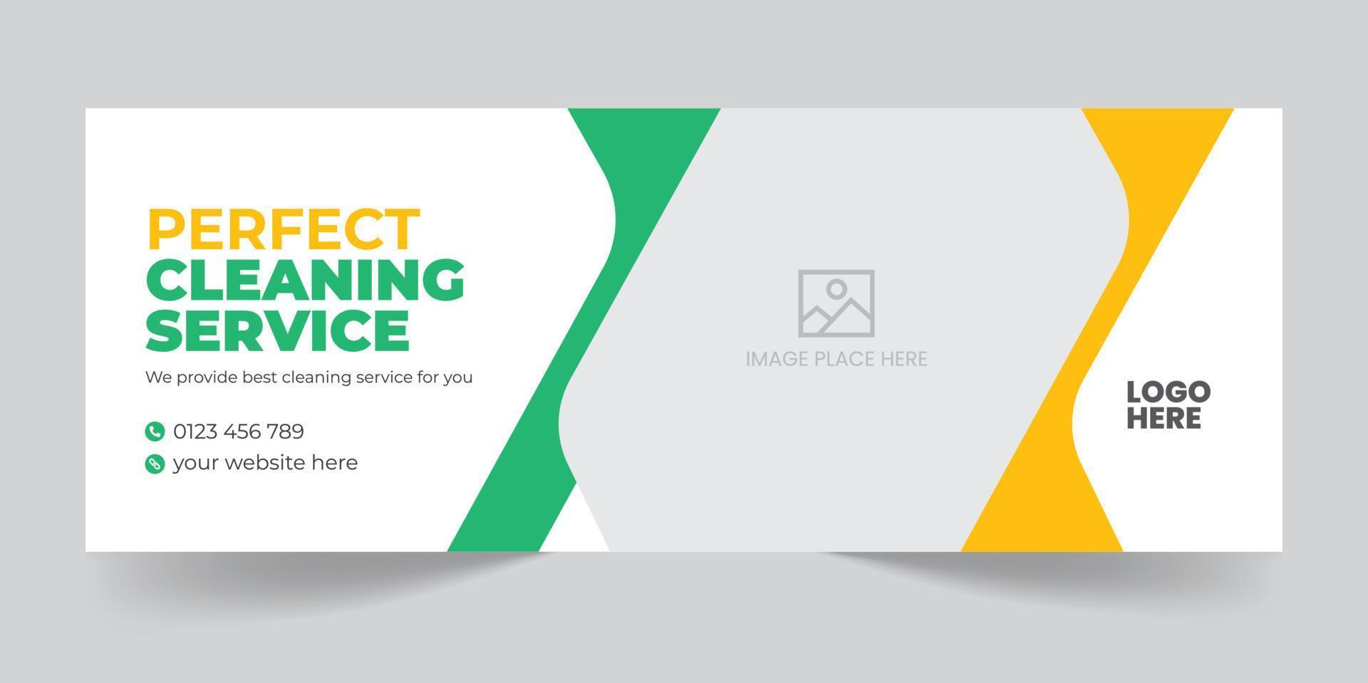 Cleaning service social media cover design or web banner design vector