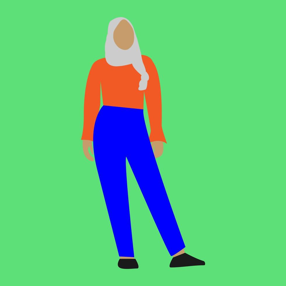 illustration of woman in hijab standing vector
