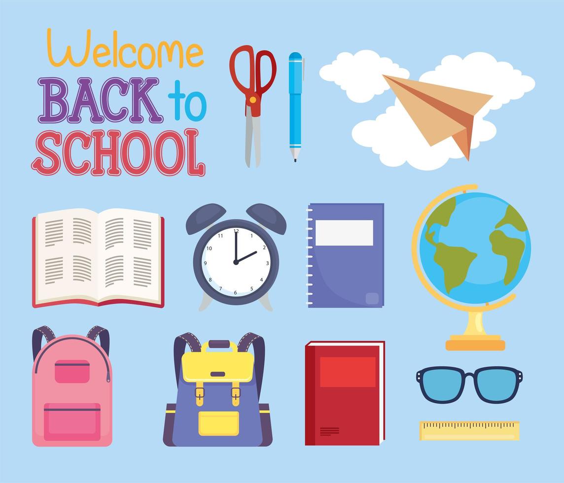 icons of welcome back to school vector