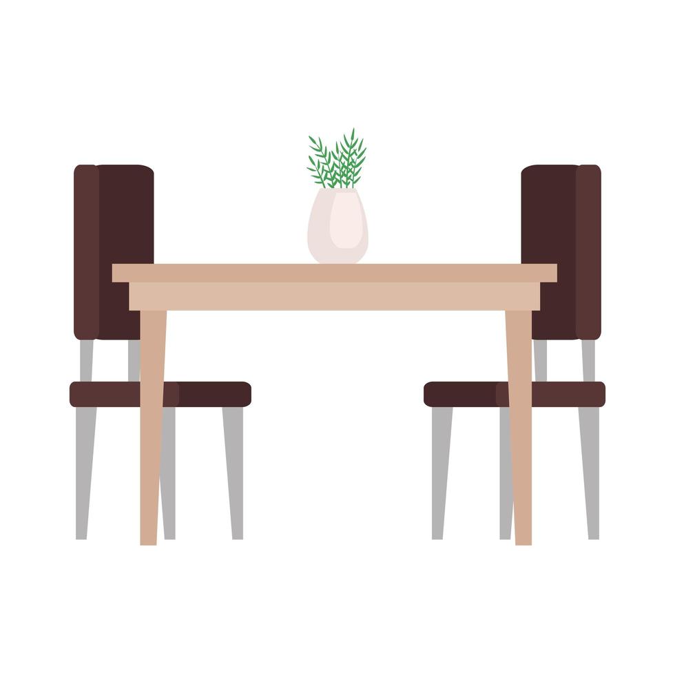 wooden table with chairs vector