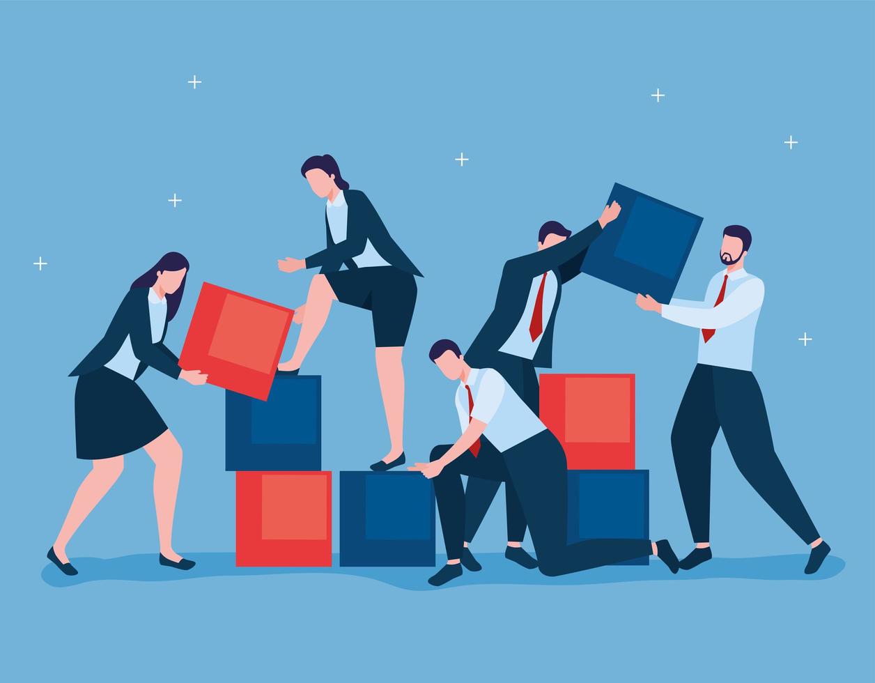 businesspeople with cubes vector