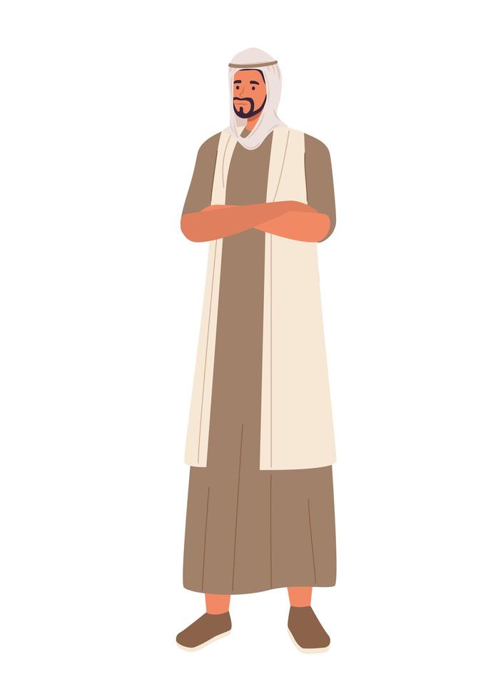 muslim man with clothes traditional vector