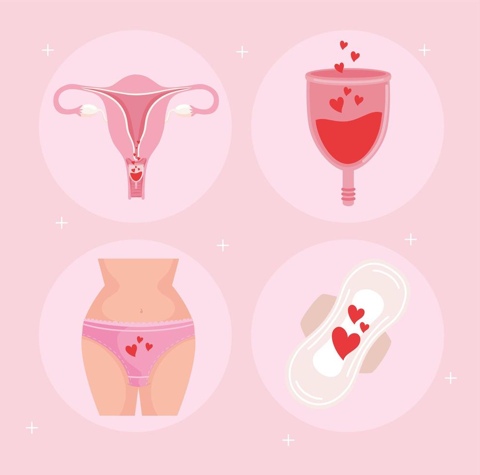 icons hygiene menstrual vector