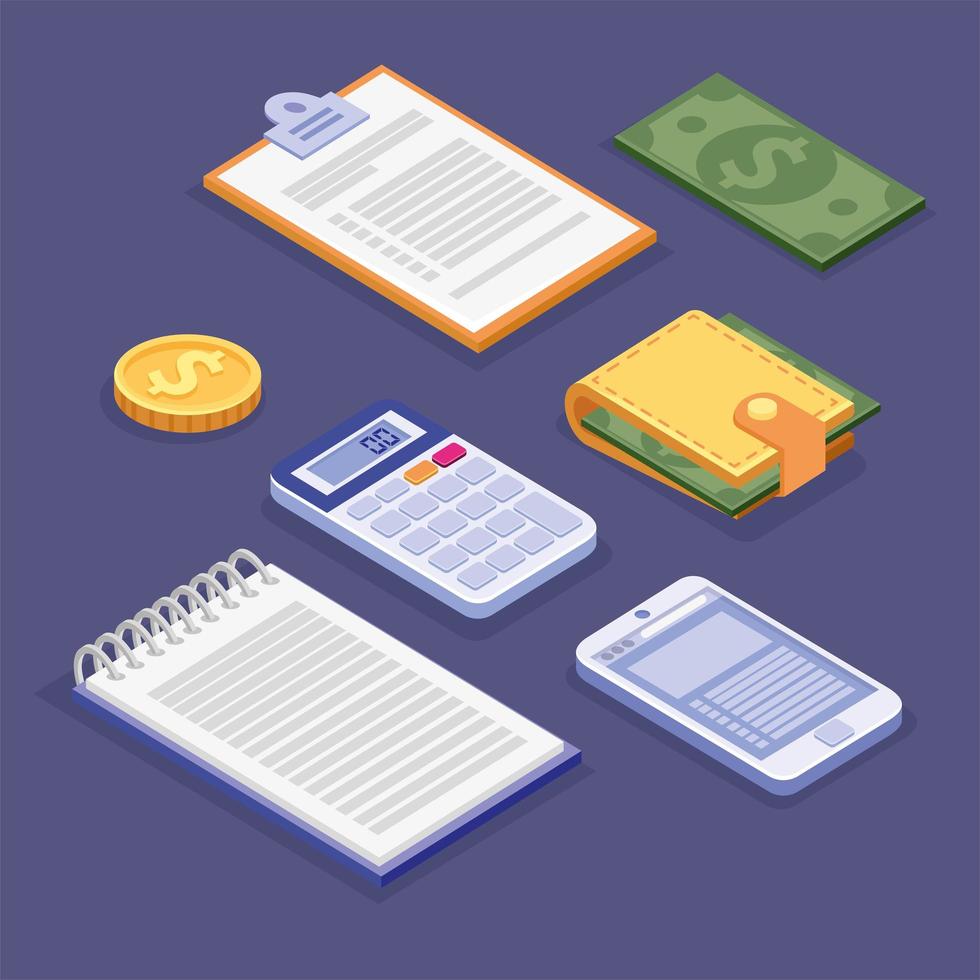 budget management icons vector