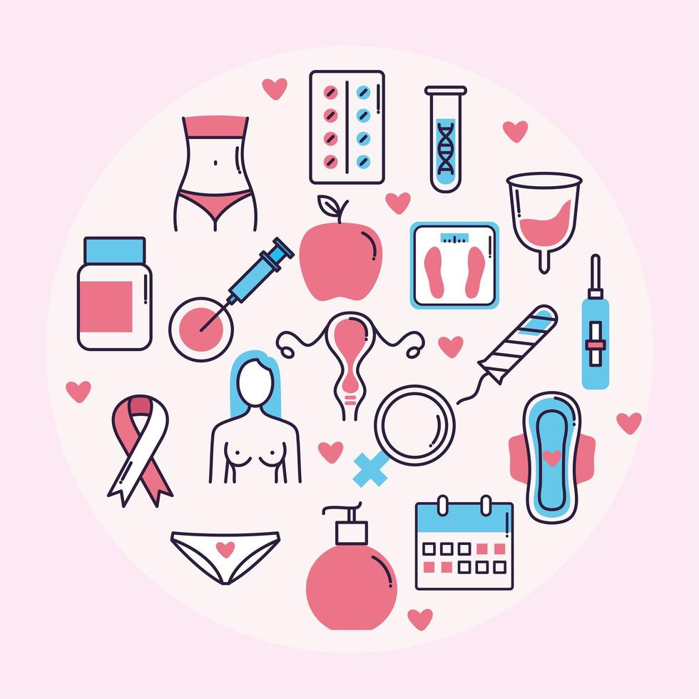 women health icons vector