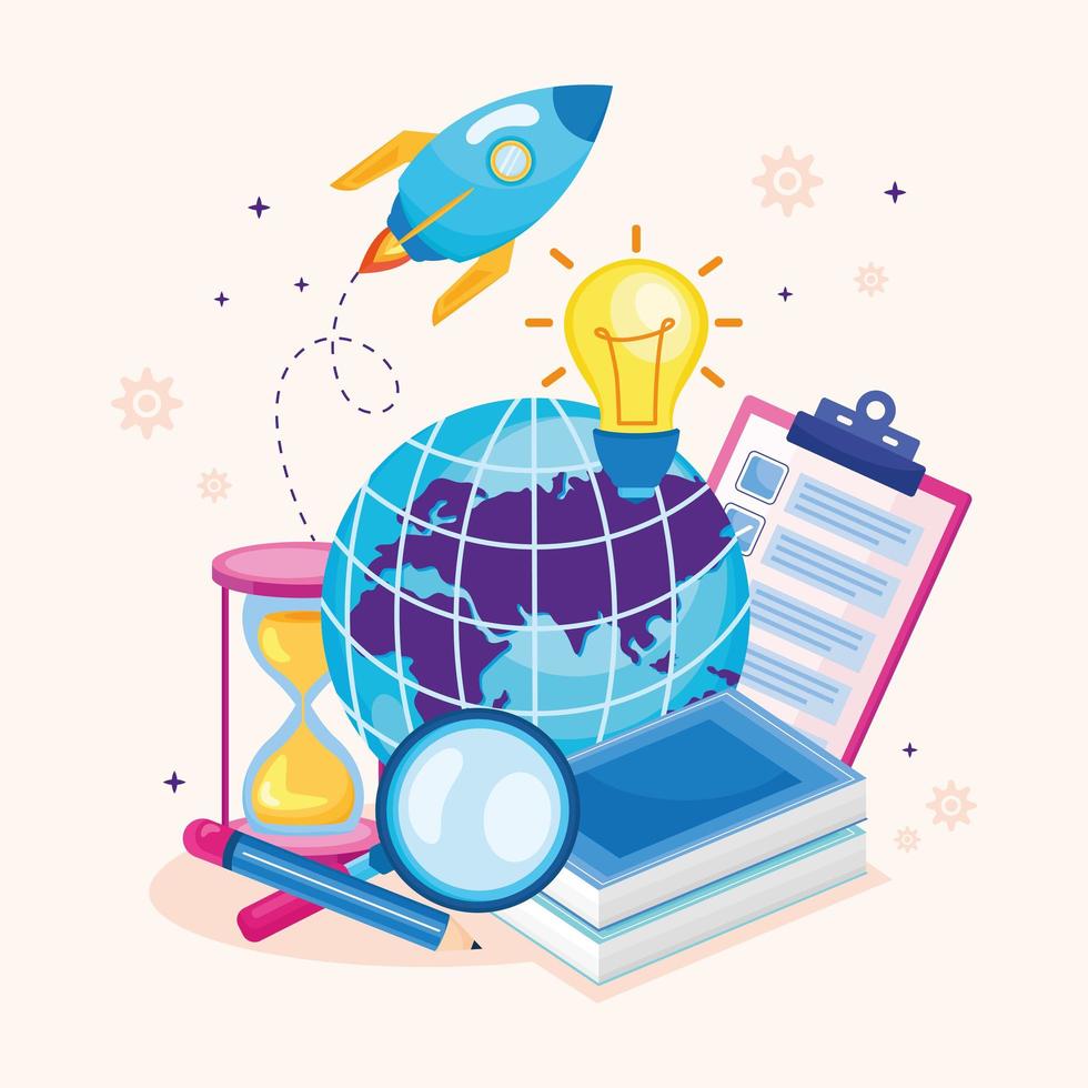 earth and knowledge icons vector