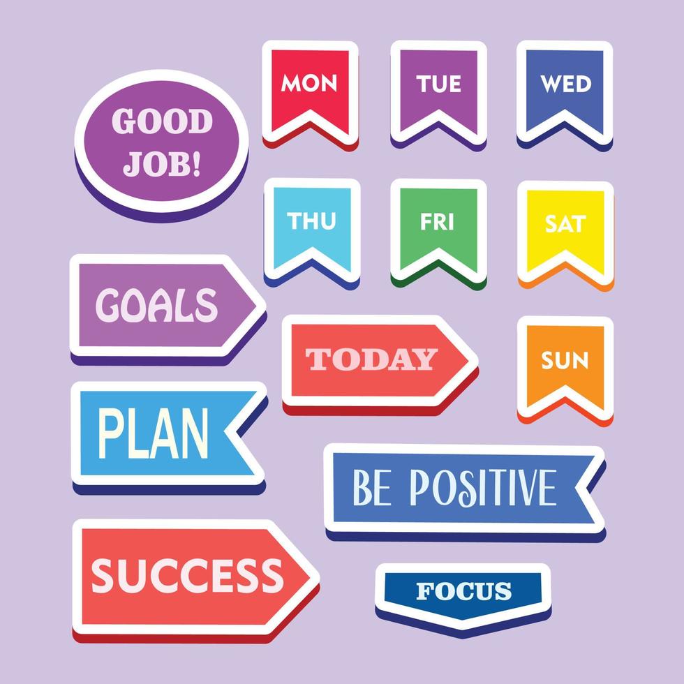 Set of Colorful Planning Quotes for Journal in Stickers premium vector