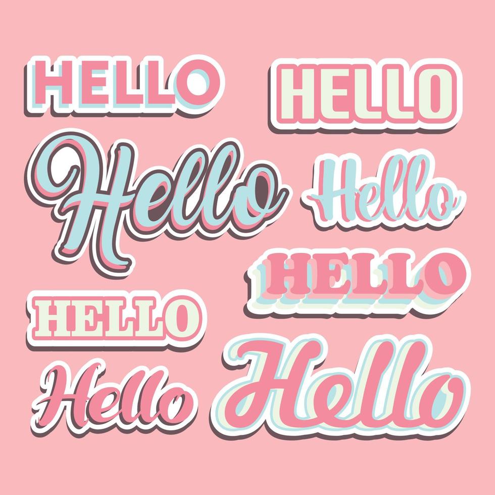 Hello stickers vintage collection premium vector