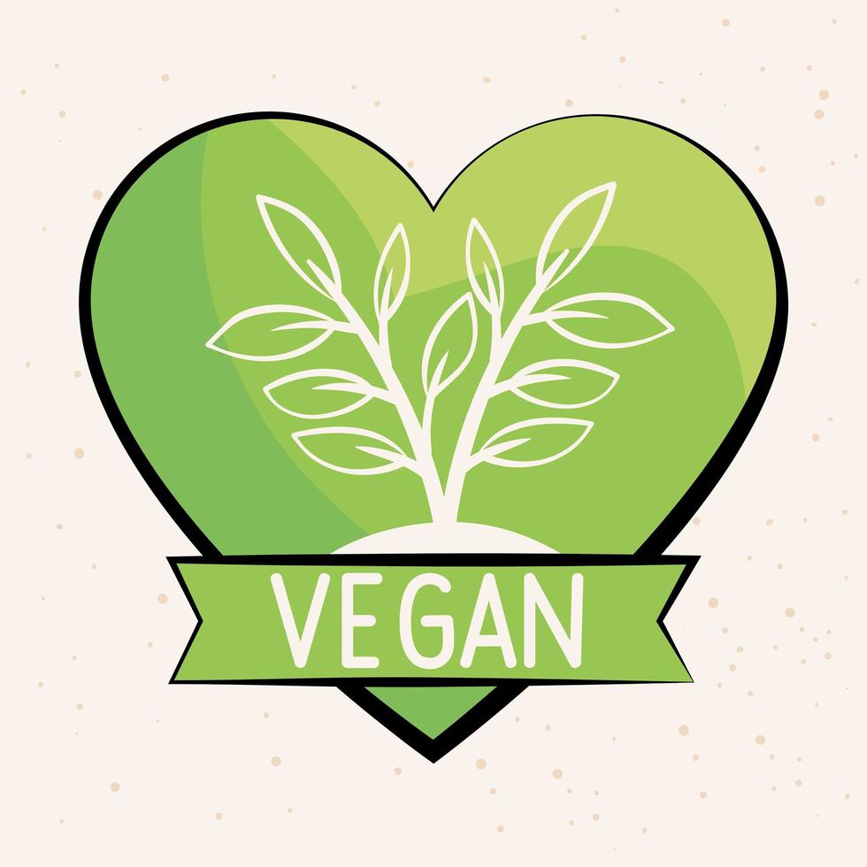 vegan label in heart vector