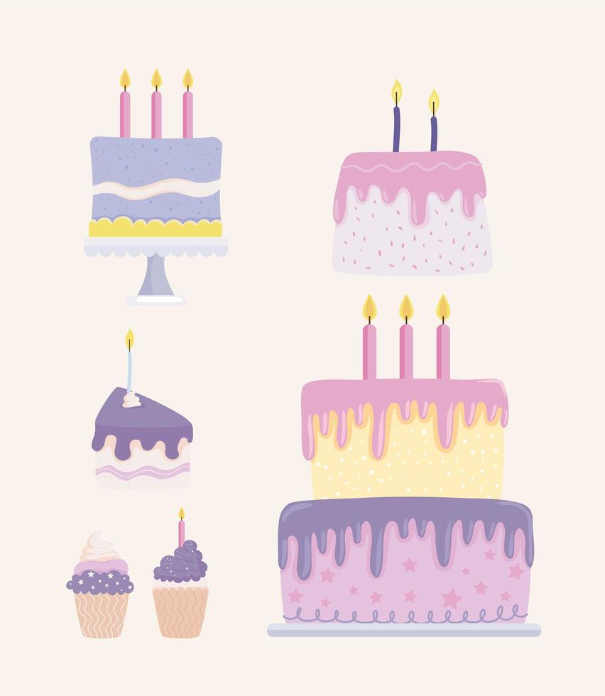 birthday cakes delicious vector