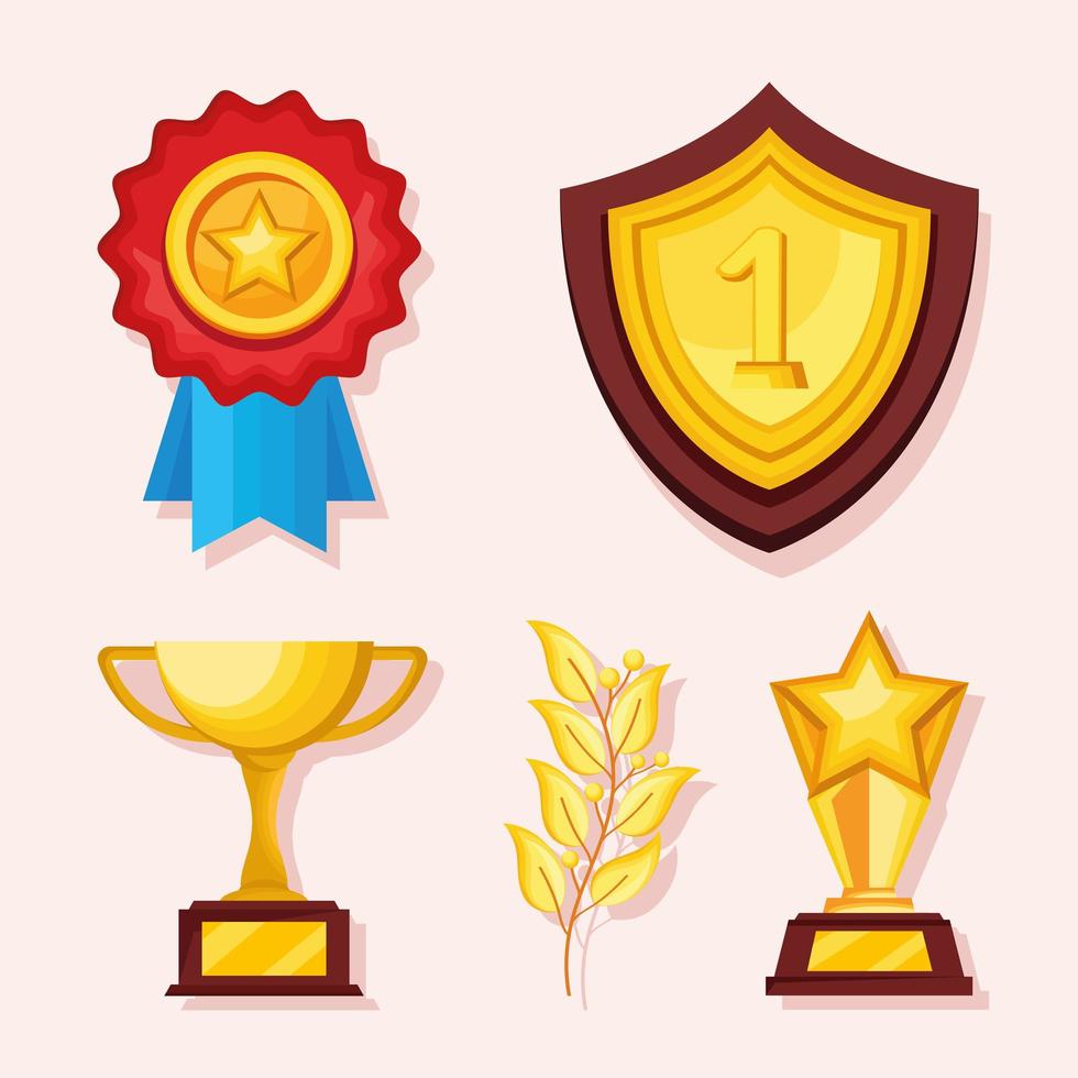 golden awards five icons vector