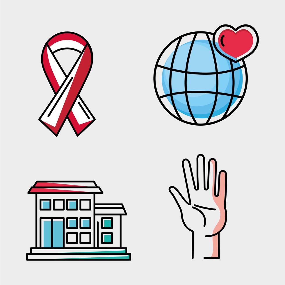 volunteering concept four icons vector