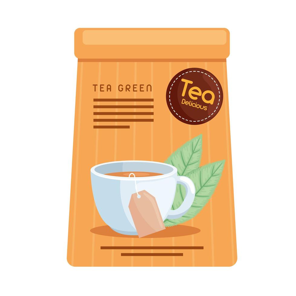 té verde en bolsa vector