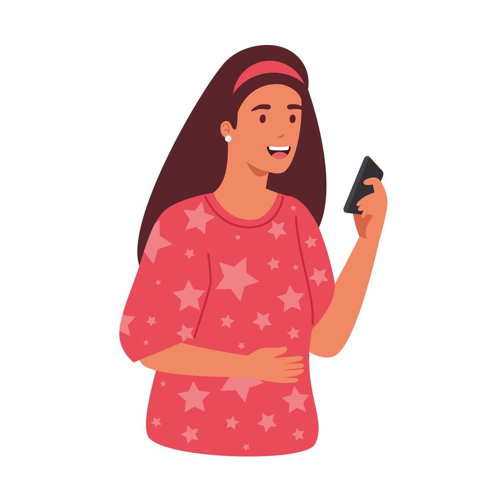 mujer con smartphone vector