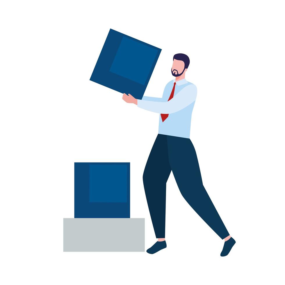 businessman holding cubes vector