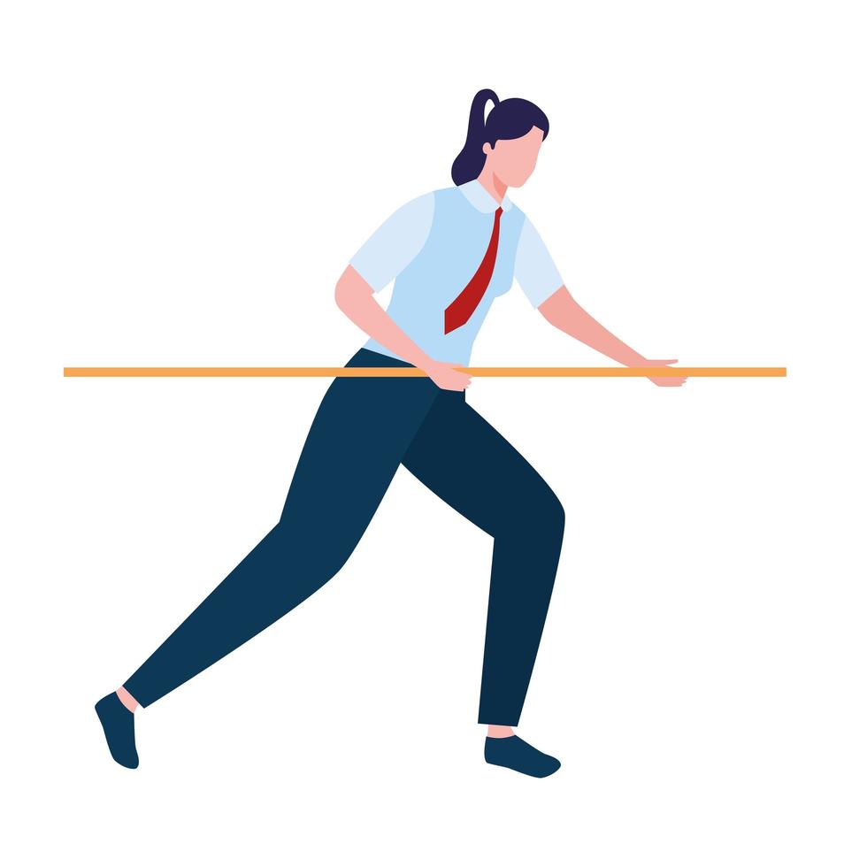 businesswoman pulling rope vector