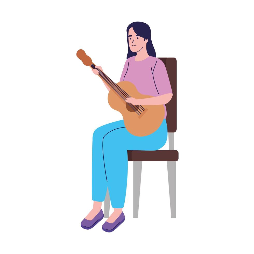 mujer tocando la guitarra vector