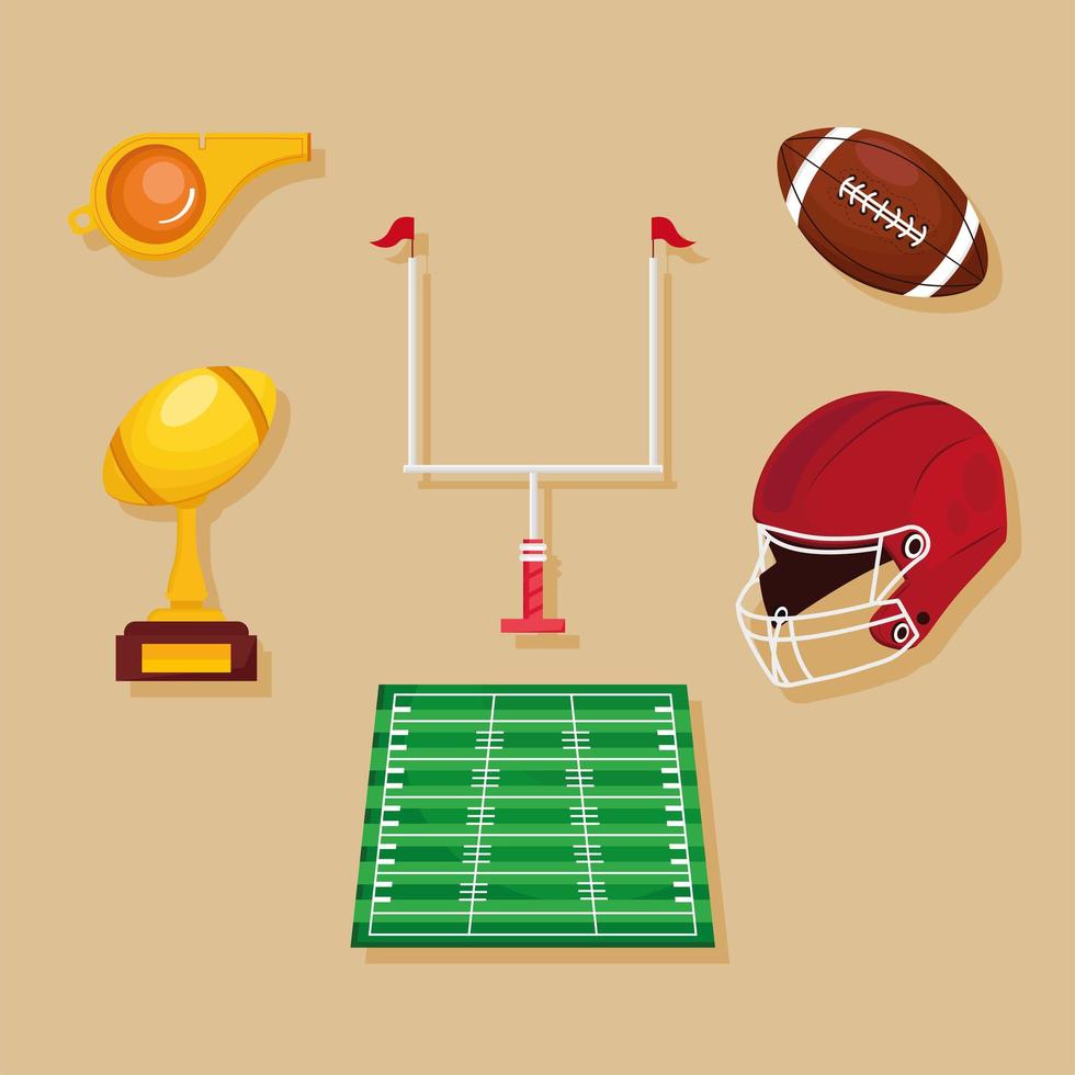 six american football icons vector