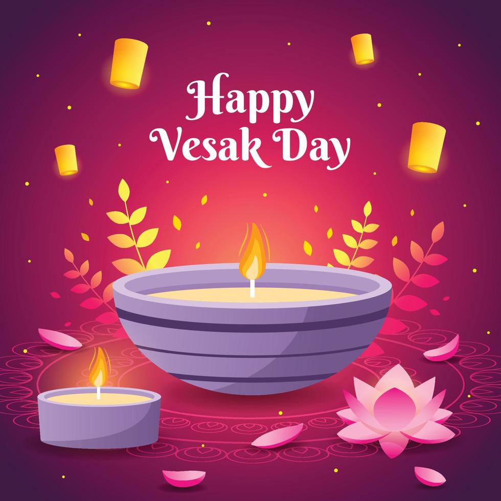 Happy Vesak Day Flat Background vector