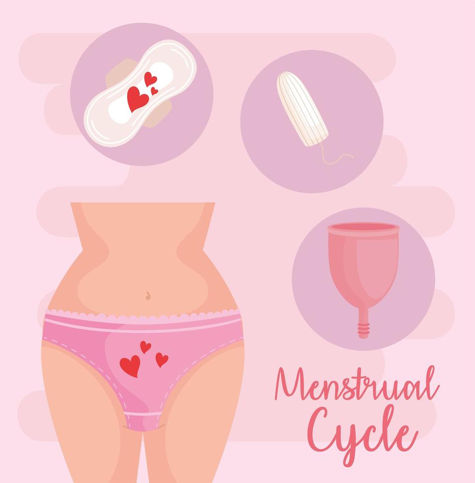 cartel con iconos de higiene menstrual vector