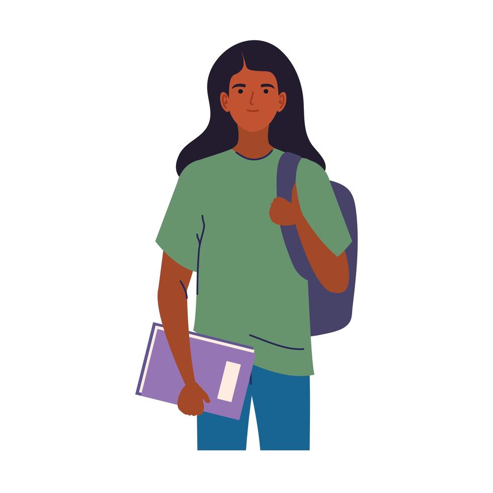 afro student girl with notebook vector