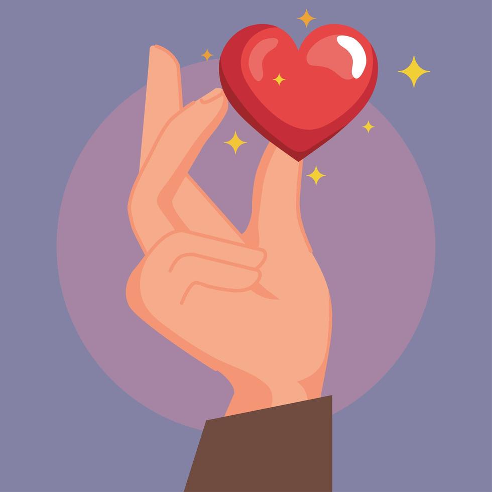 hand lifting heart vector