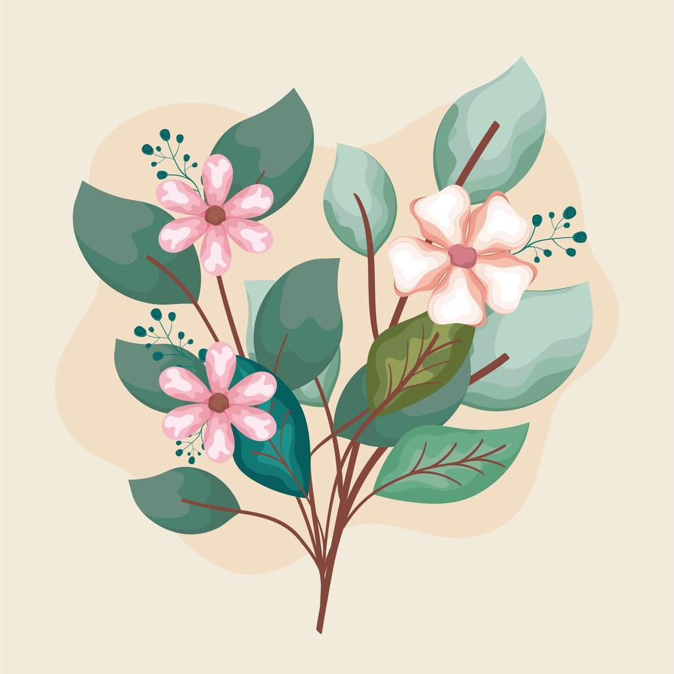 garden flowers and leafs vector