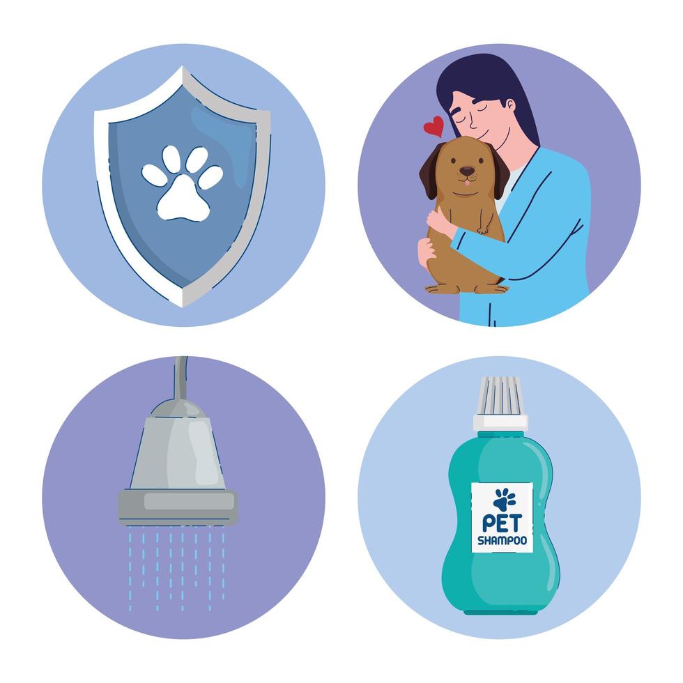 veterinarian with grooming icons vector