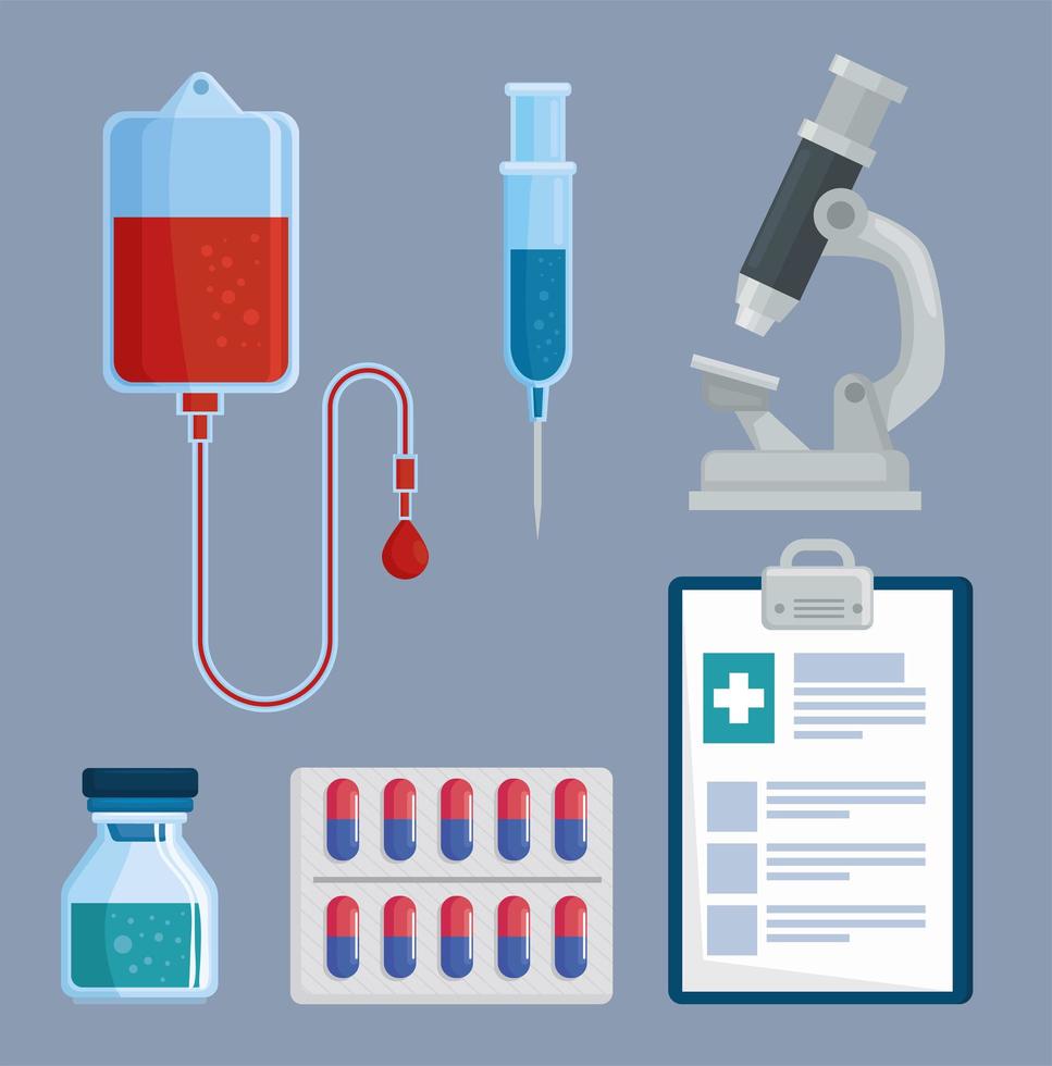 microscope and medical icons vector